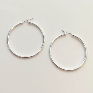 NEW Nordstrom Rhinestone Pave Hoop Earrings - Silver
